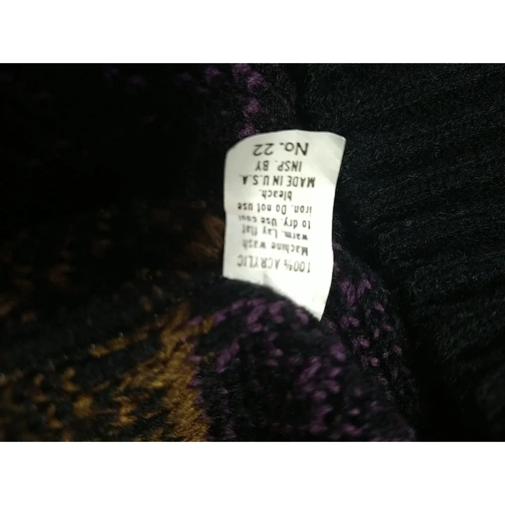 Scandia‎ Sweater Men L Black/Purple/Gold Skiing Hiking Heavy U.S.A. Outdoor